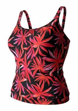 Pink Tankini Bathing Suit Swim Top Tropical 3XL Ocean Blues NEW Beachwear Lux